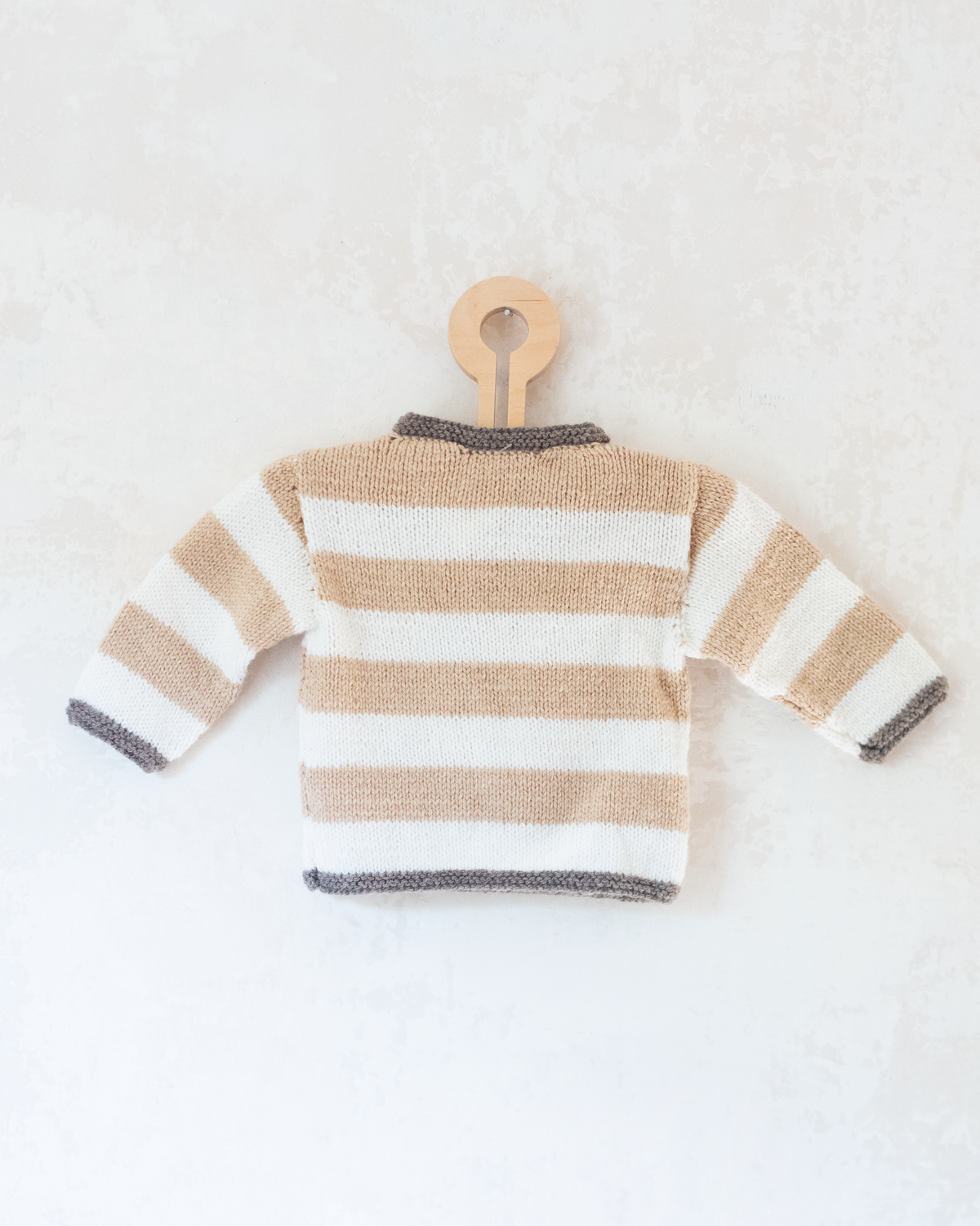 Beige, brown and white striped sweater | 3-6 months