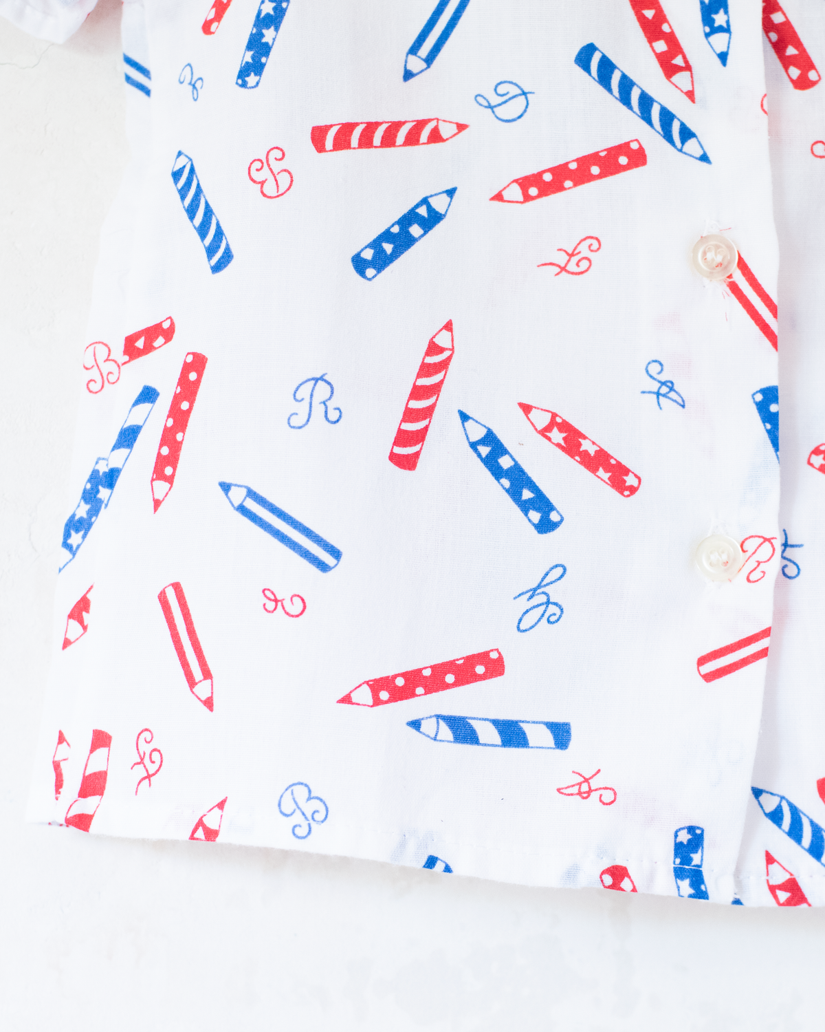 White button-down shirt with pencils | 9-12 months