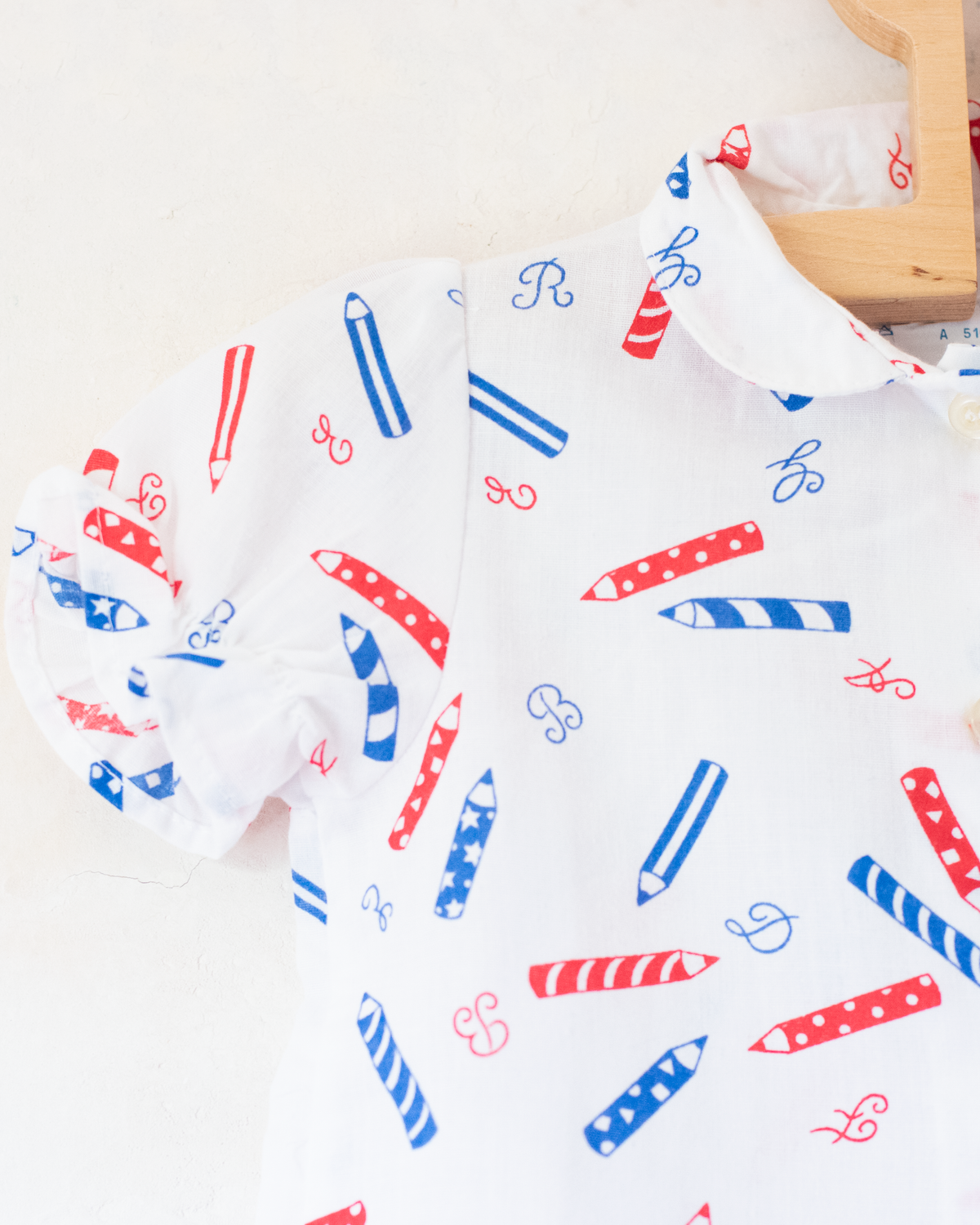 White button-down shirt with pencils | 9-12 months