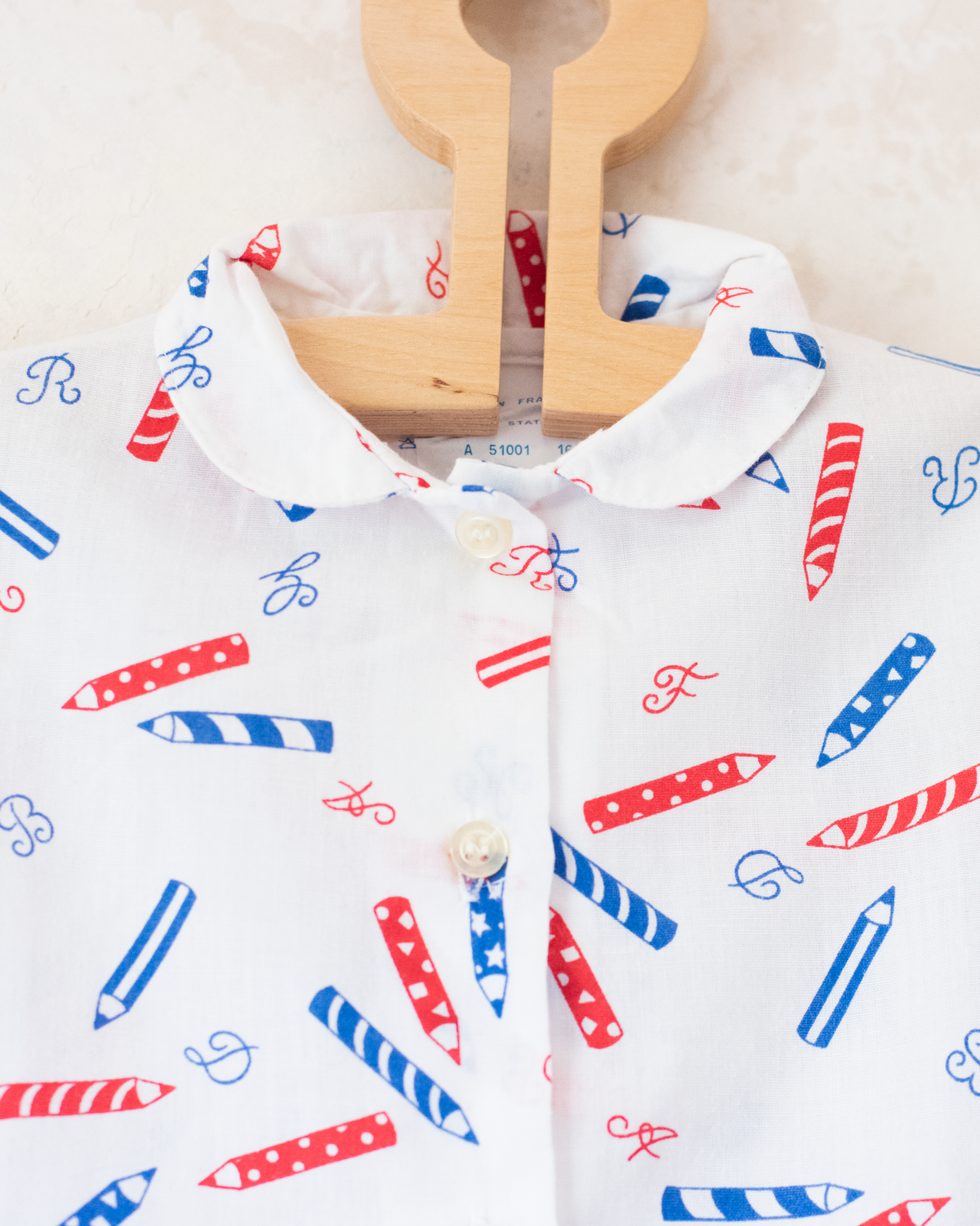 White button-down shirt with pencils | 9-12 months