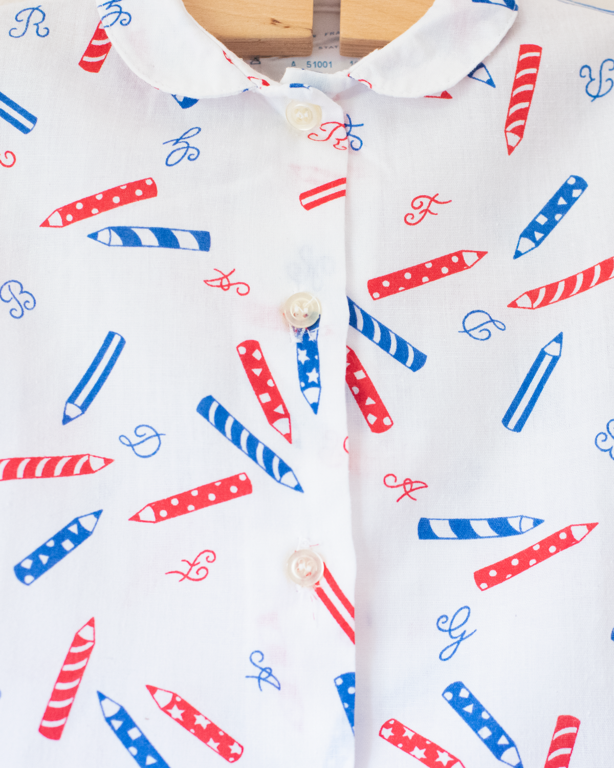 White button-down shirt with pencils | 9-12 months