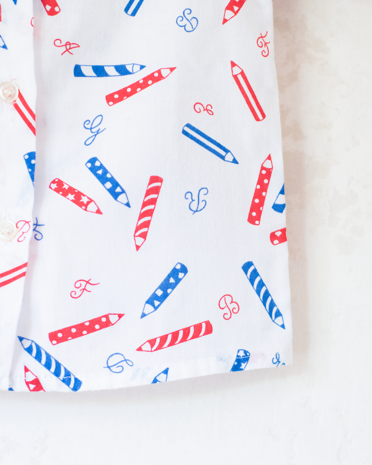 White button-down shirt with pencils | 9-12 months