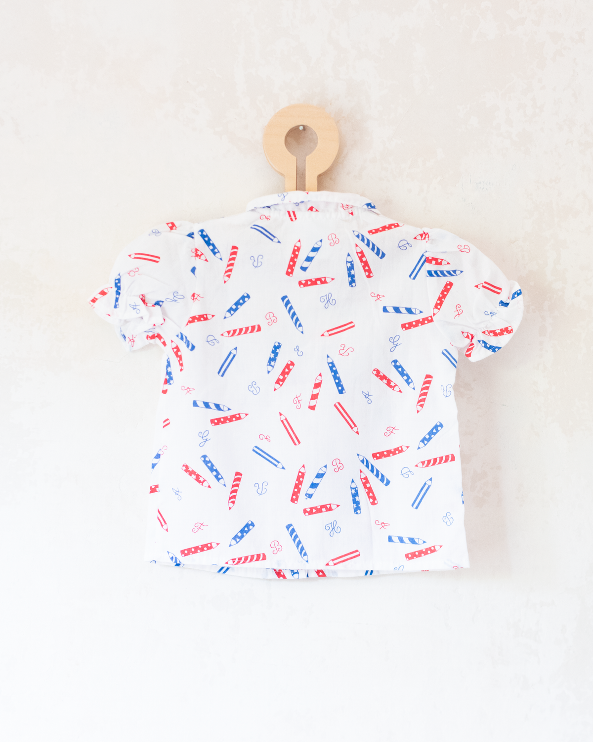 White button-down shirt with pencils | 9-12 months