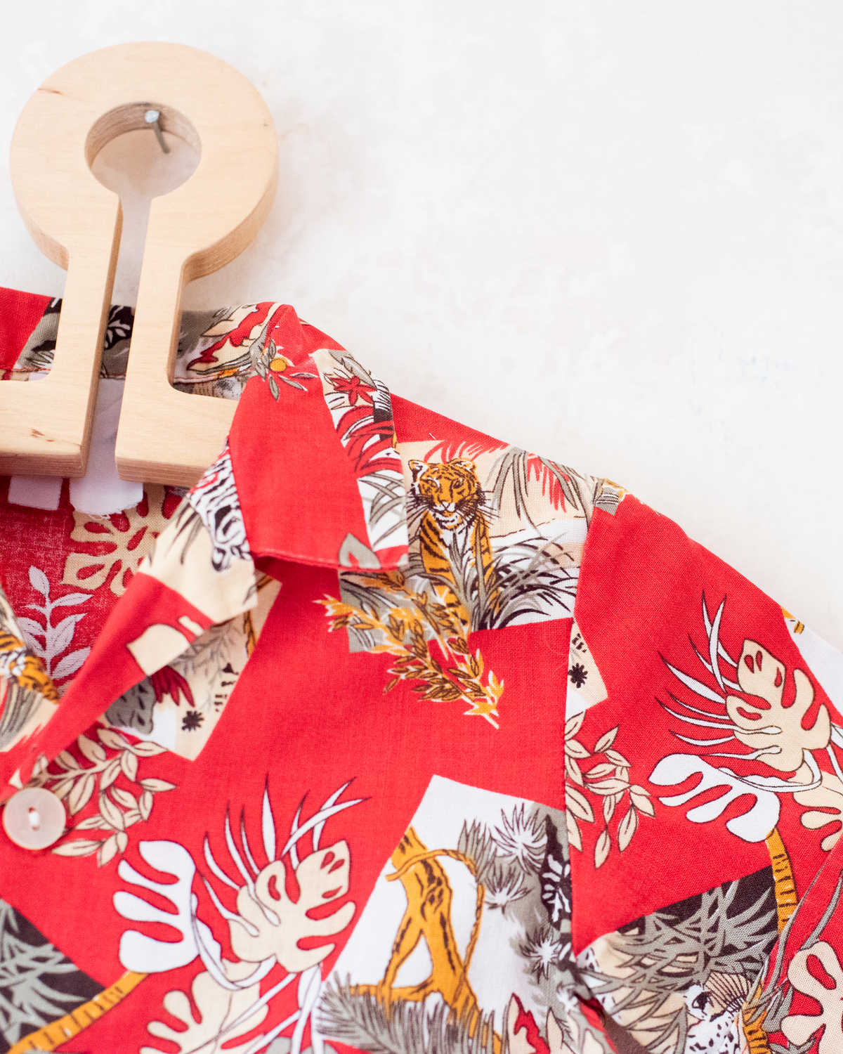 Red button-down shirt with leopards | 18-24 months