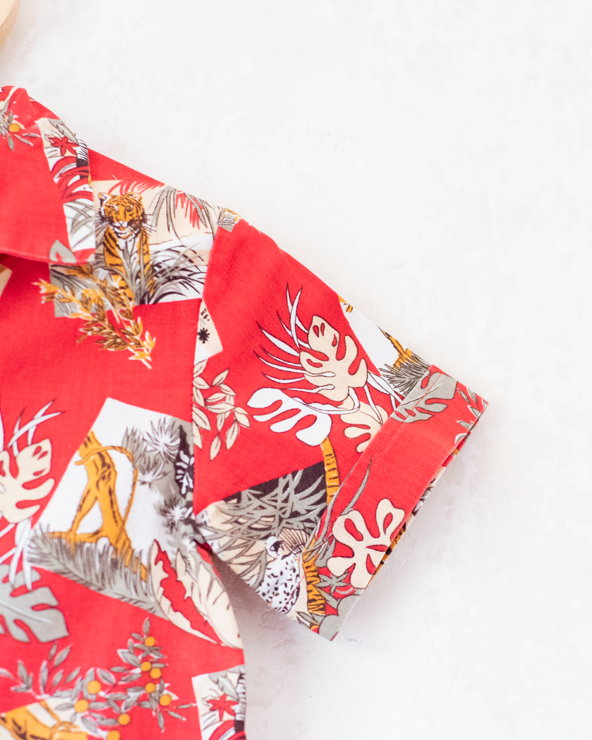 Red button-down shirt with leopards | 18-24 months