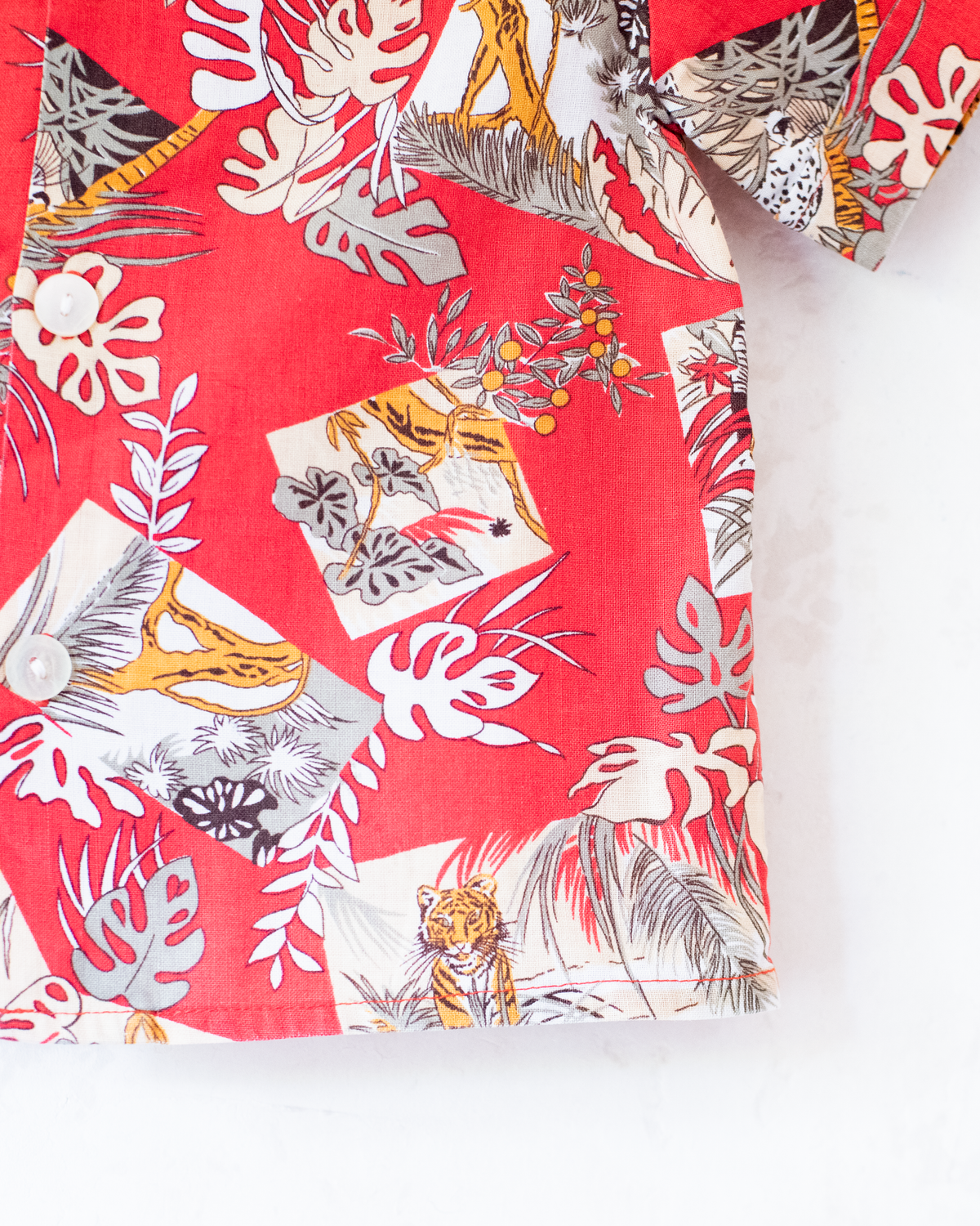Red button-down shirt with leopards | 18-24 months