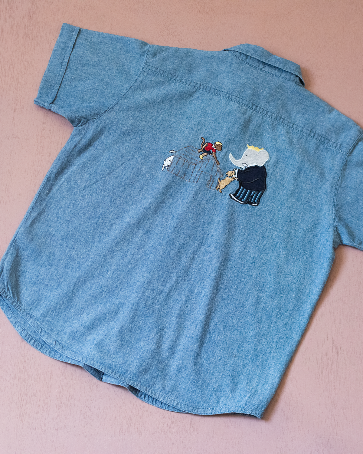 Denim shirt with King Babar embroidery | 5-6 years