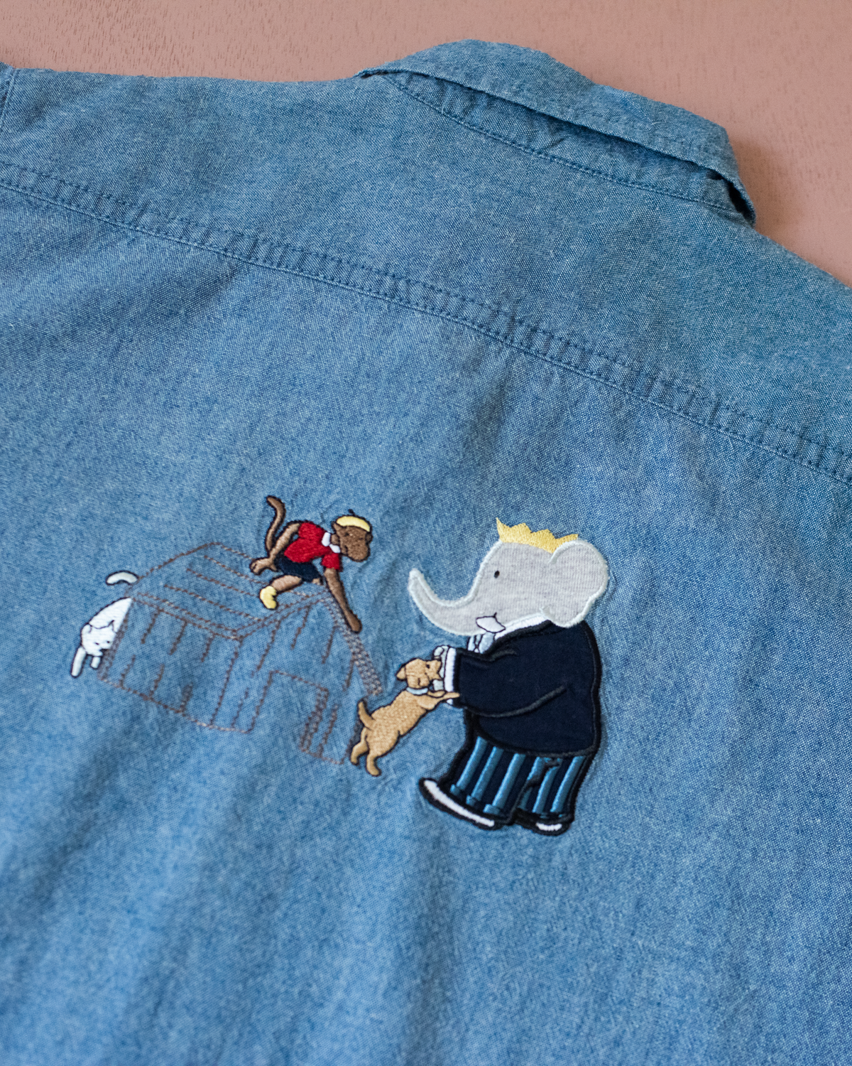 Denim shirt with King Babar embroidery | 5-6 years