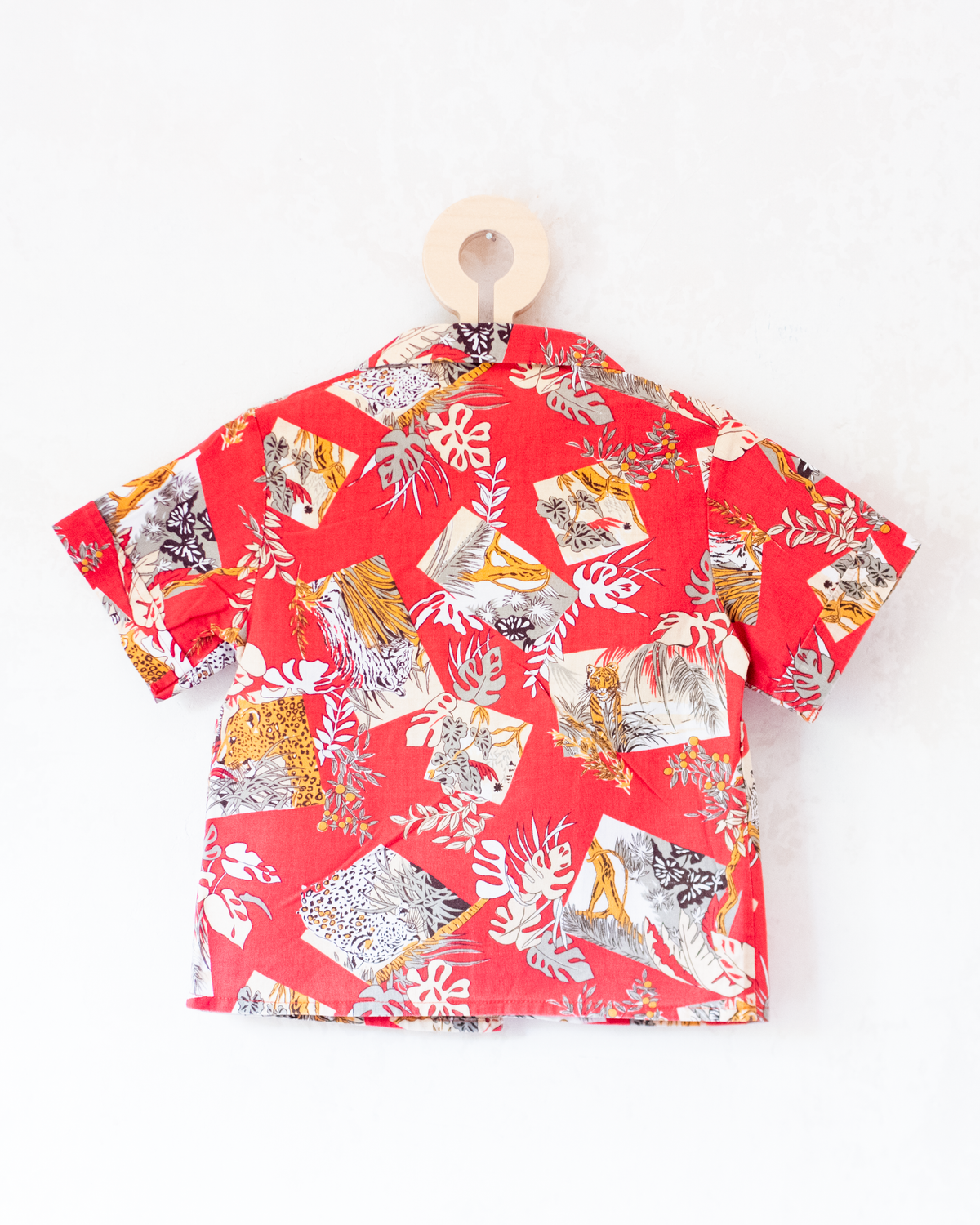 Red button-down shirt with leopards | 18-24 months