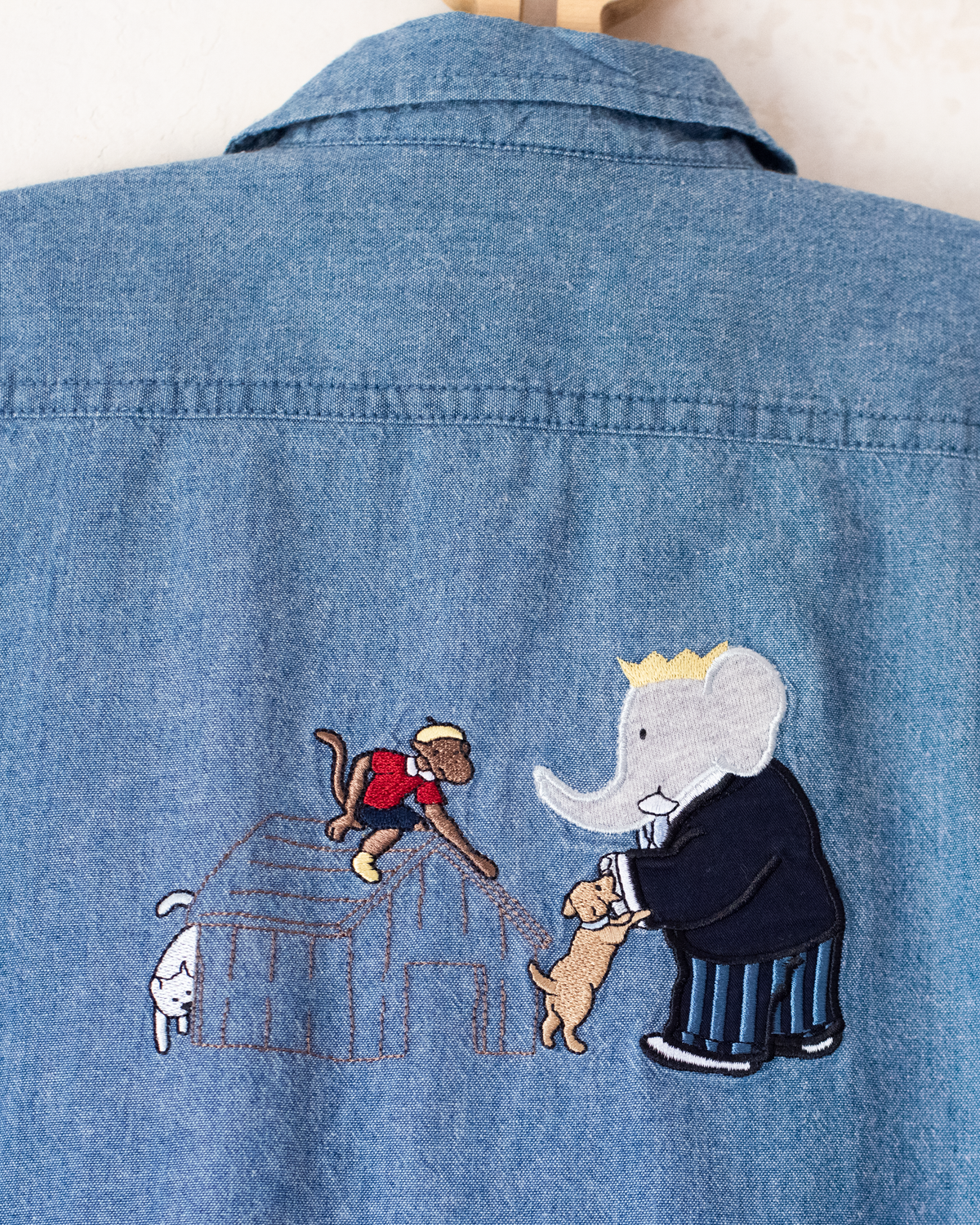 Denim shirt with King Babar embroidery | 5-6 years