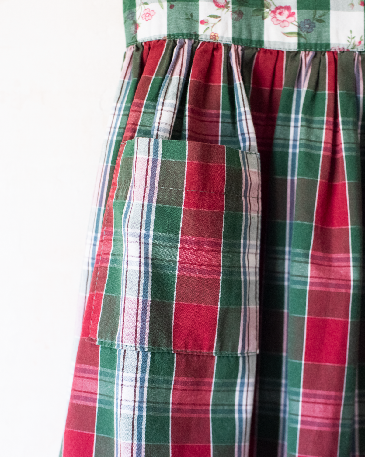 Colorful checkered dress with flowers | 3-4 years