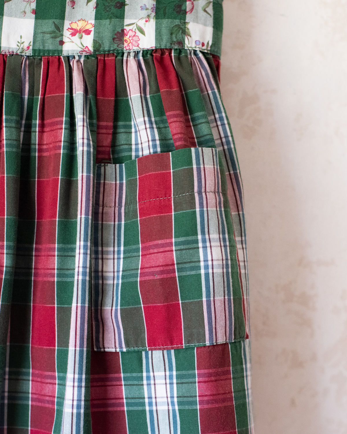 Colorful checkered dress with flowers | 3-4 years