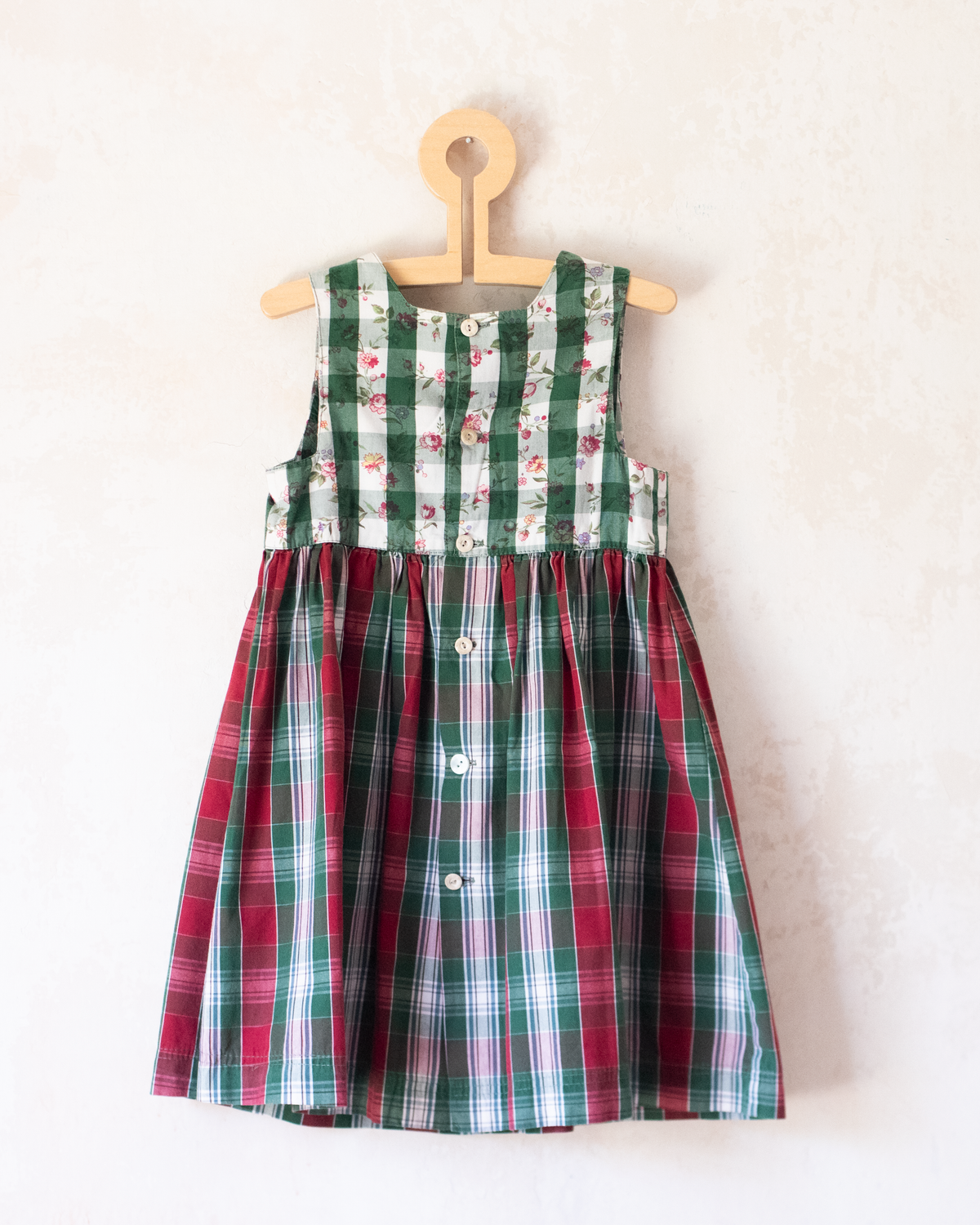 Colorful checkered dress with flowers | 3-4 years