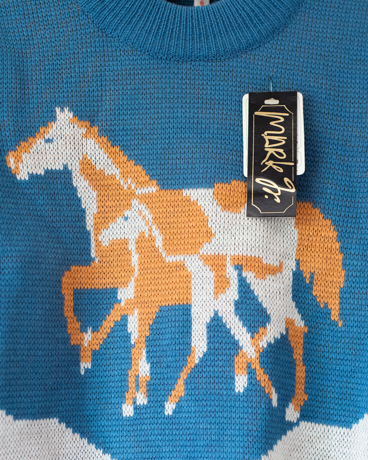 Blue knit with horses | Spanish Deadstock | 5-6 years