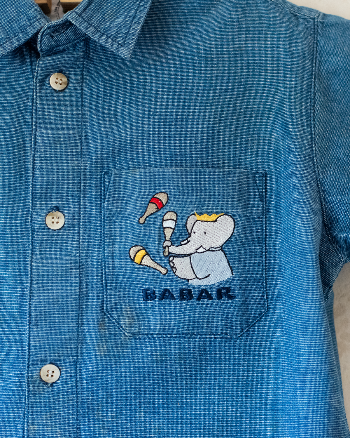 Denim shirt with King Babar embroidery | 5-6 years