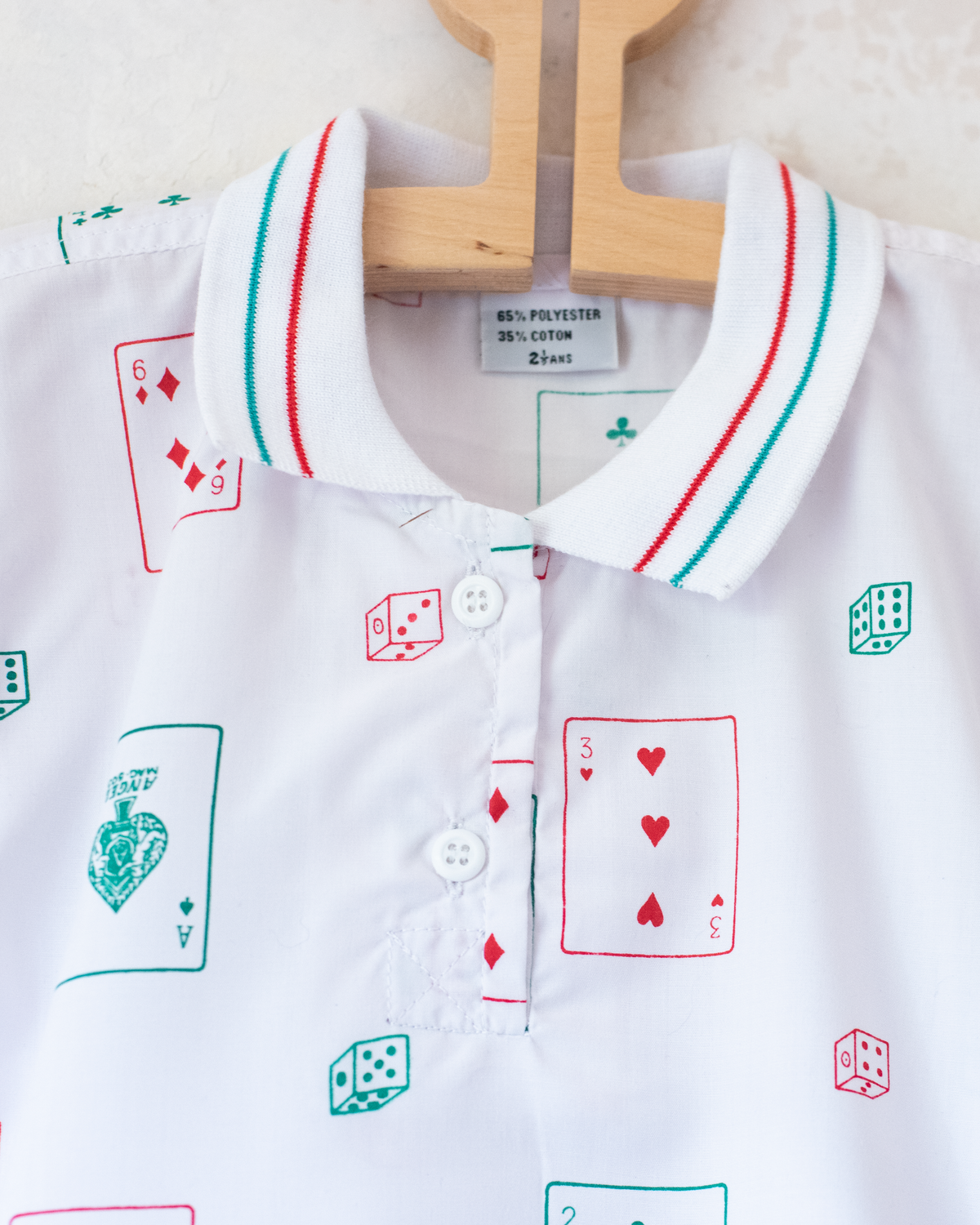 White shirt with cards and dice | French deadstock | 3-4 years