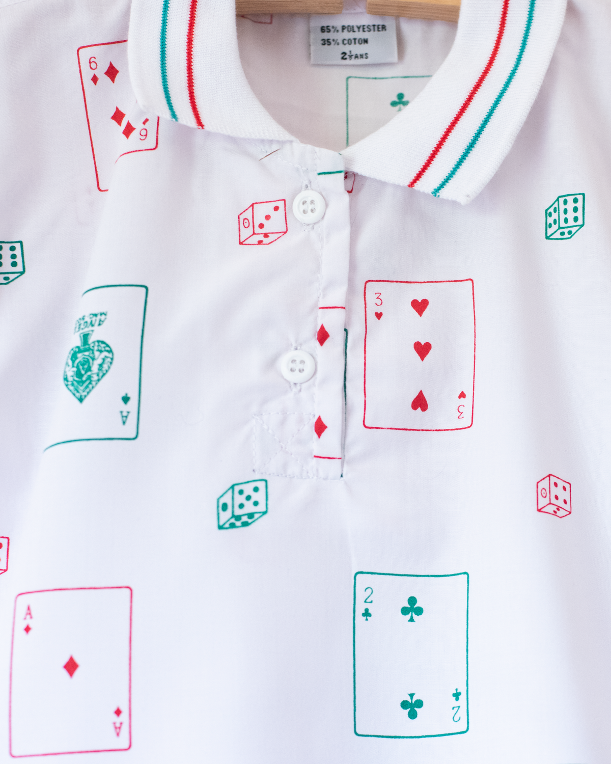 White shirt with cards and dice | French deadstock | 3-4 years