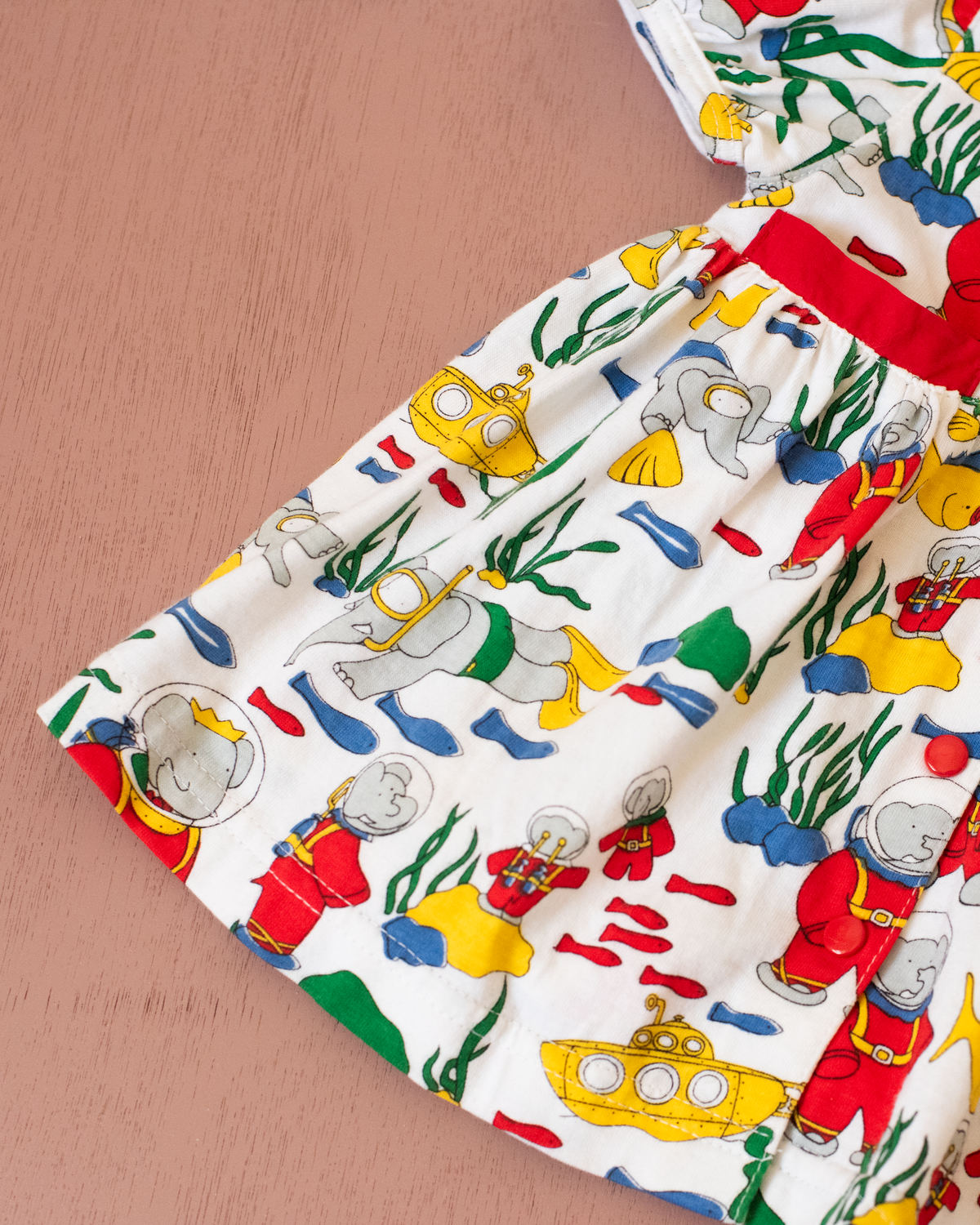 Colorful dress with King Babar diving in the deep | 3-6 months