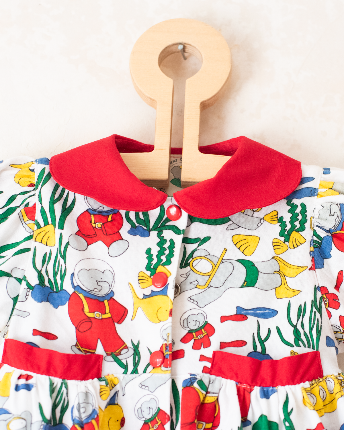 Colorful dress with King Babar diving in the deep | 3-6 months