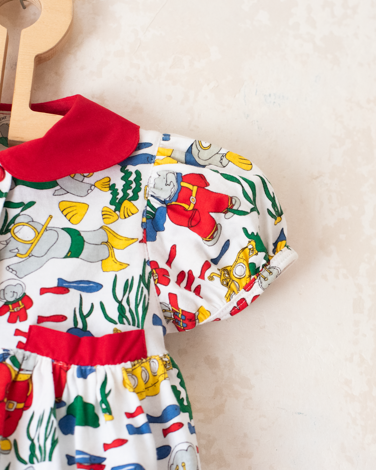 Colorful dress with King Babar diving in the deep | 3-6 months
