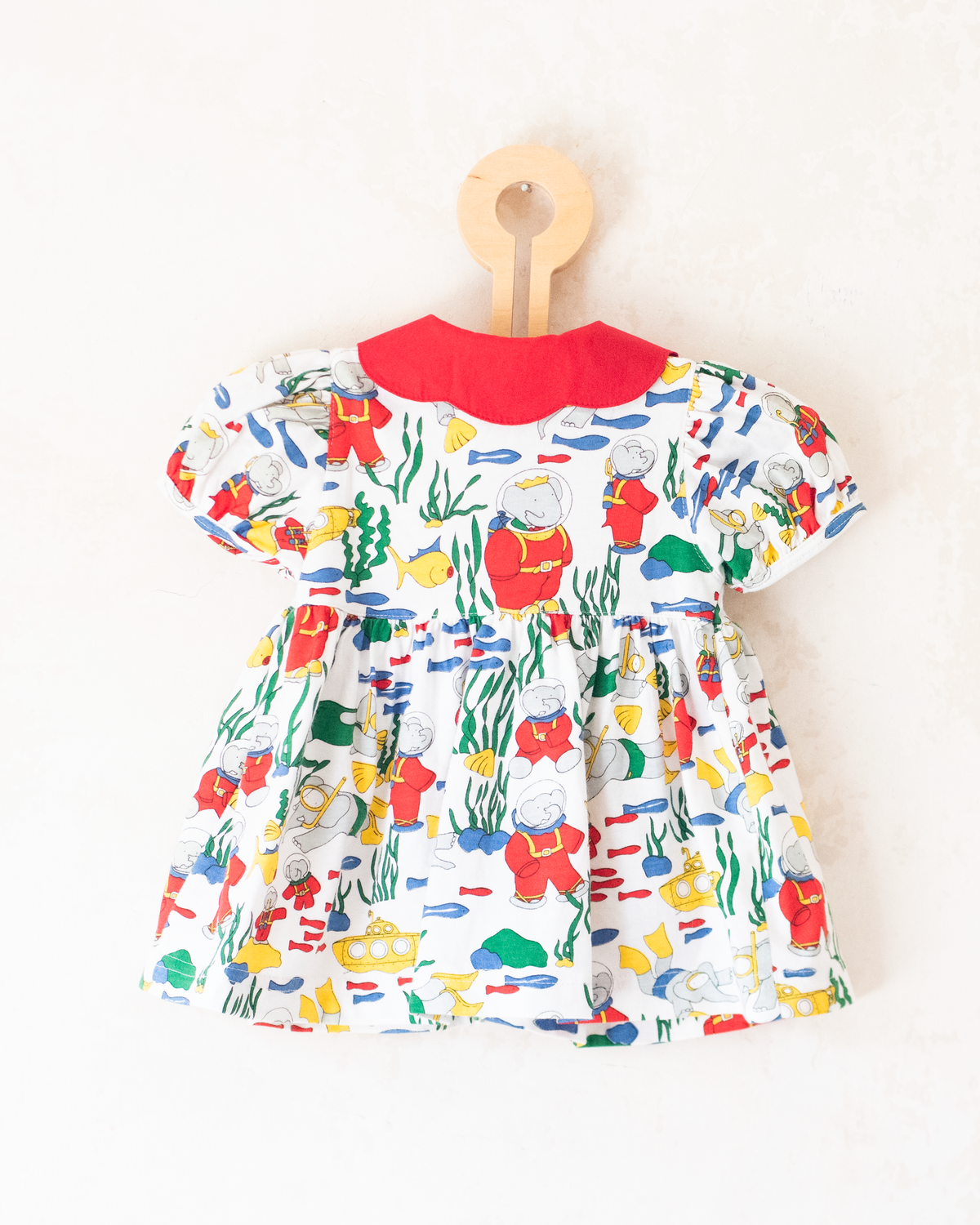 Colorful dress with King Babar diving in the deep | 3-6 months