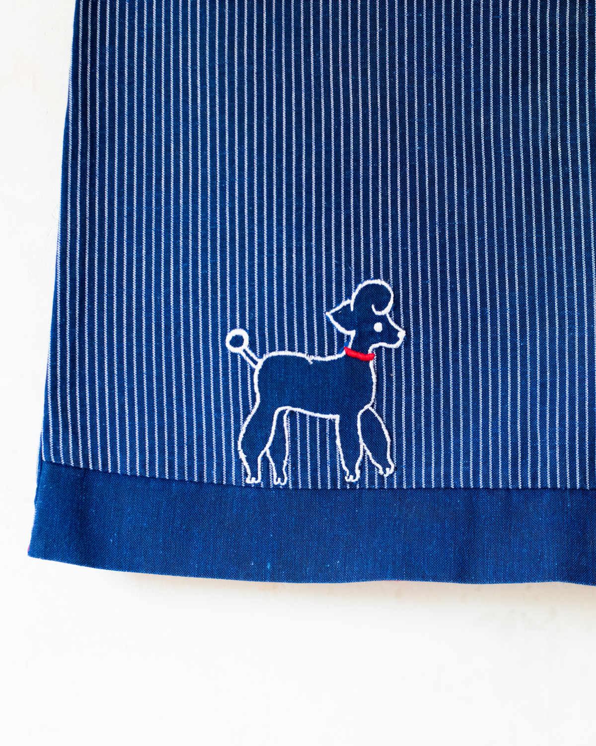 Blue dress with stripes and embroidered poodle | 12-18 months