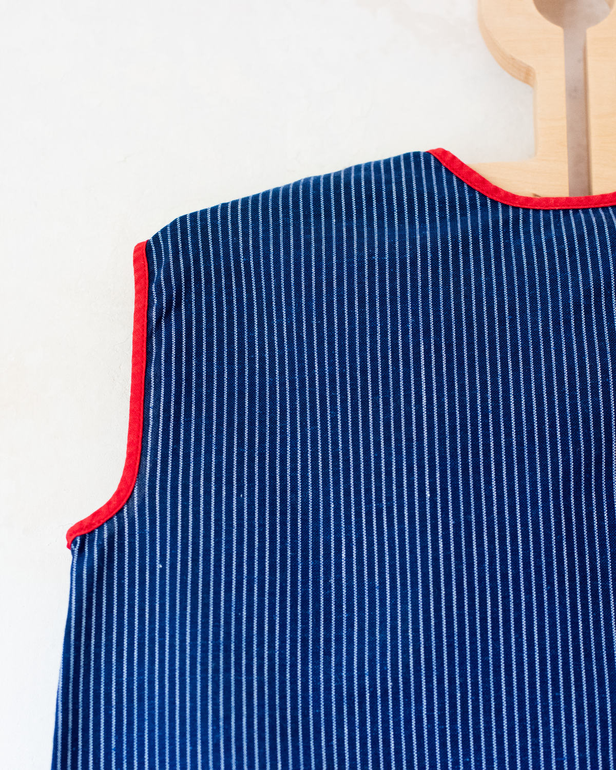 Blue dress with stripes and embroidered poodle | 12-18 months