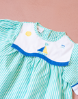 Striped dress with embroidered boat neck | Deadstock | 9-12 months