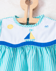 Striped dress with embroidered boat neck | Deadstock | 9-12 months
