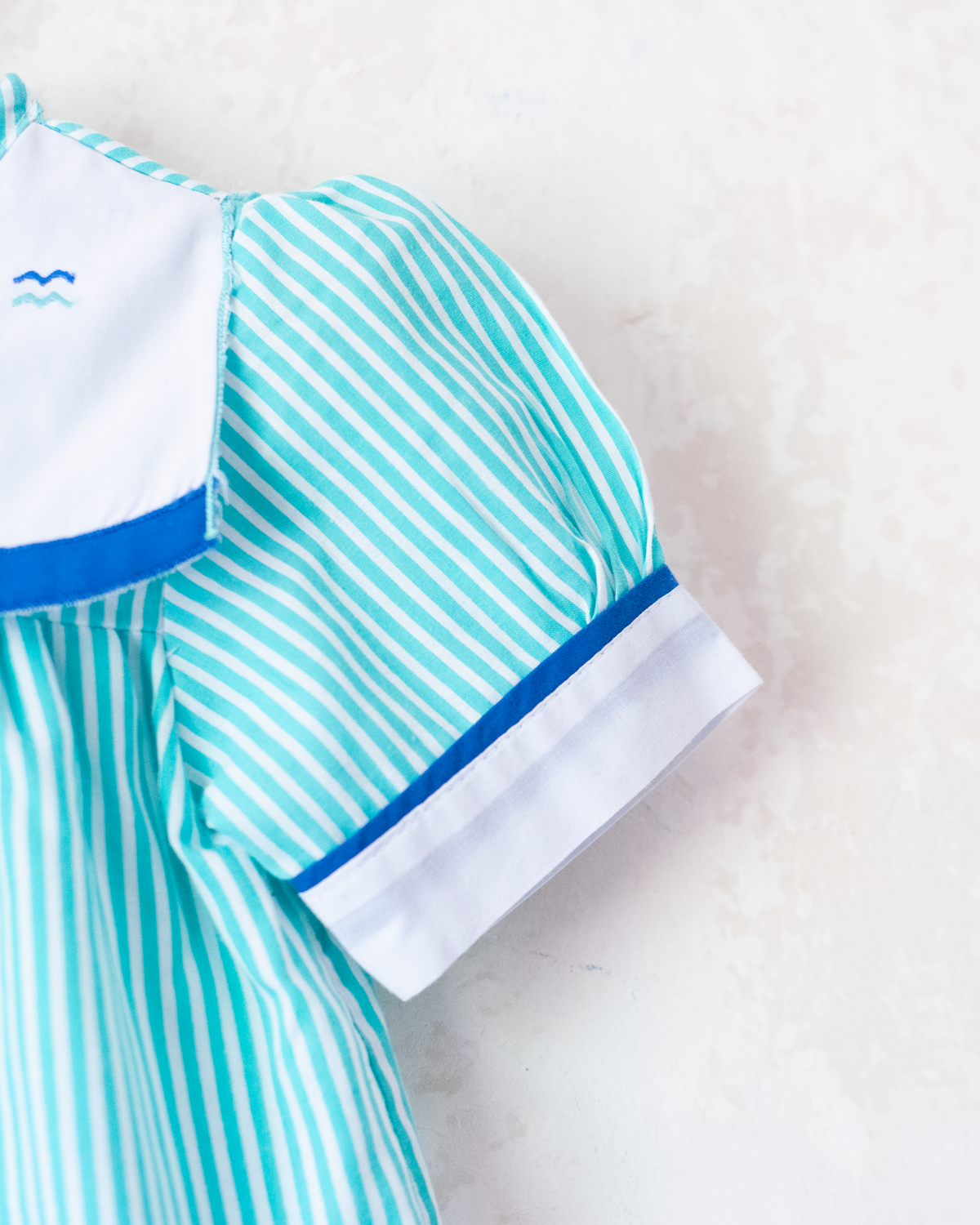 Striped dress with embroidered boat | Dead stock | 9-12 months