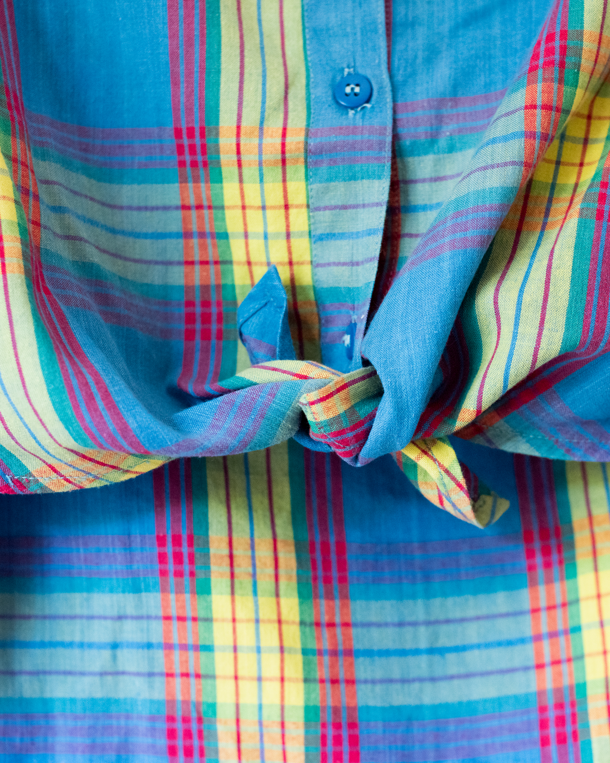 Plaid button-down shirt with bow and strawberries | 4-5 years