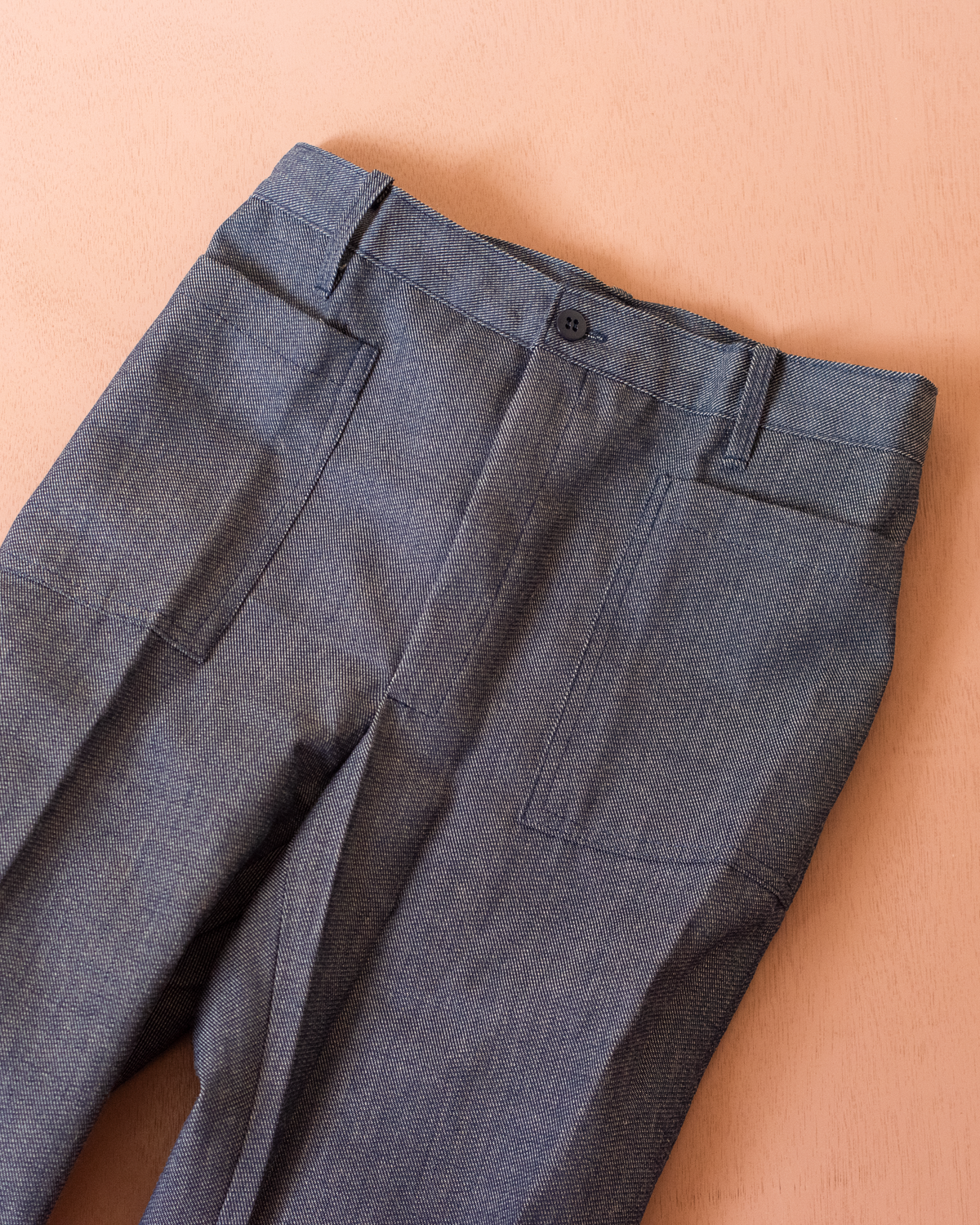 Tailored long pants with checkered hem | French deadstock from the 70s | 12-13 years