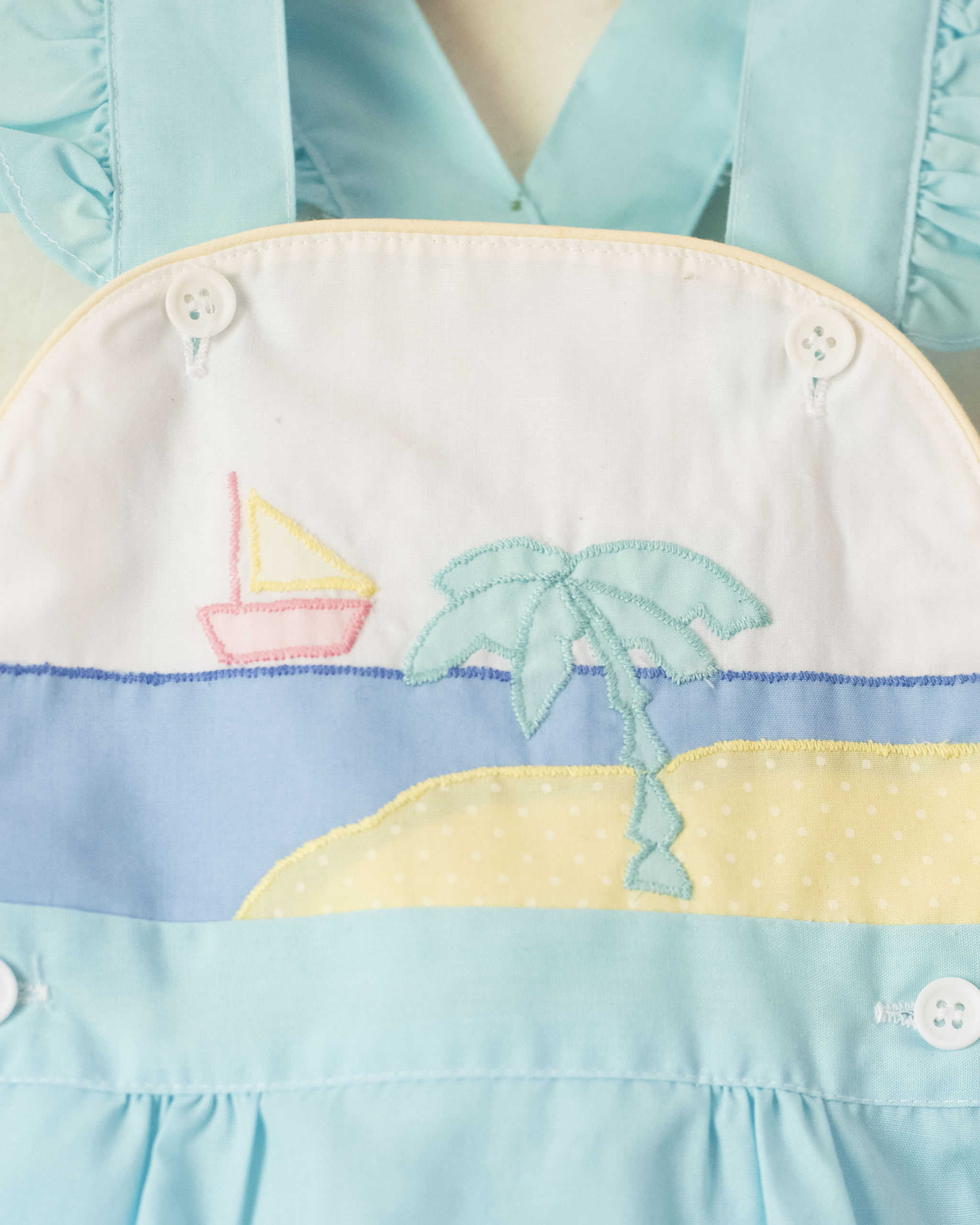 רומפר תכלת עם רקמות קיץ | 6-9 חודשים