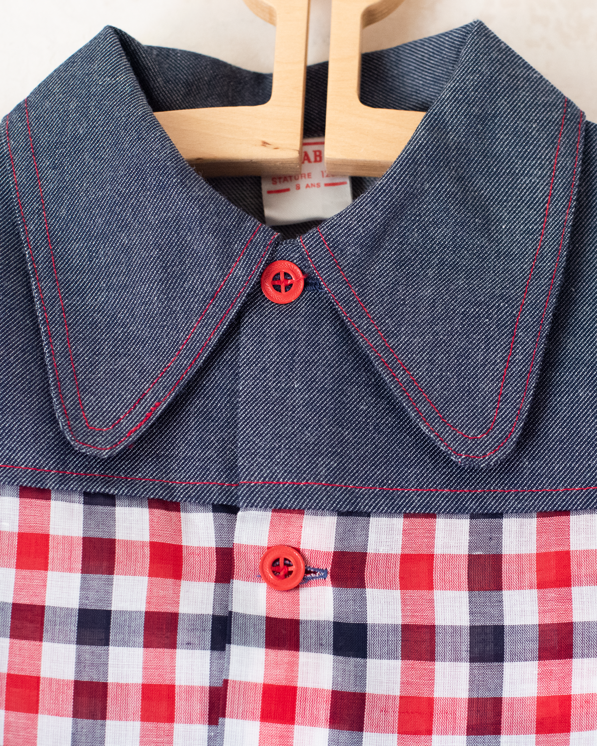 Plaid Button-Down Shirt | French Deadstock from the Seventies | 8-9 Years