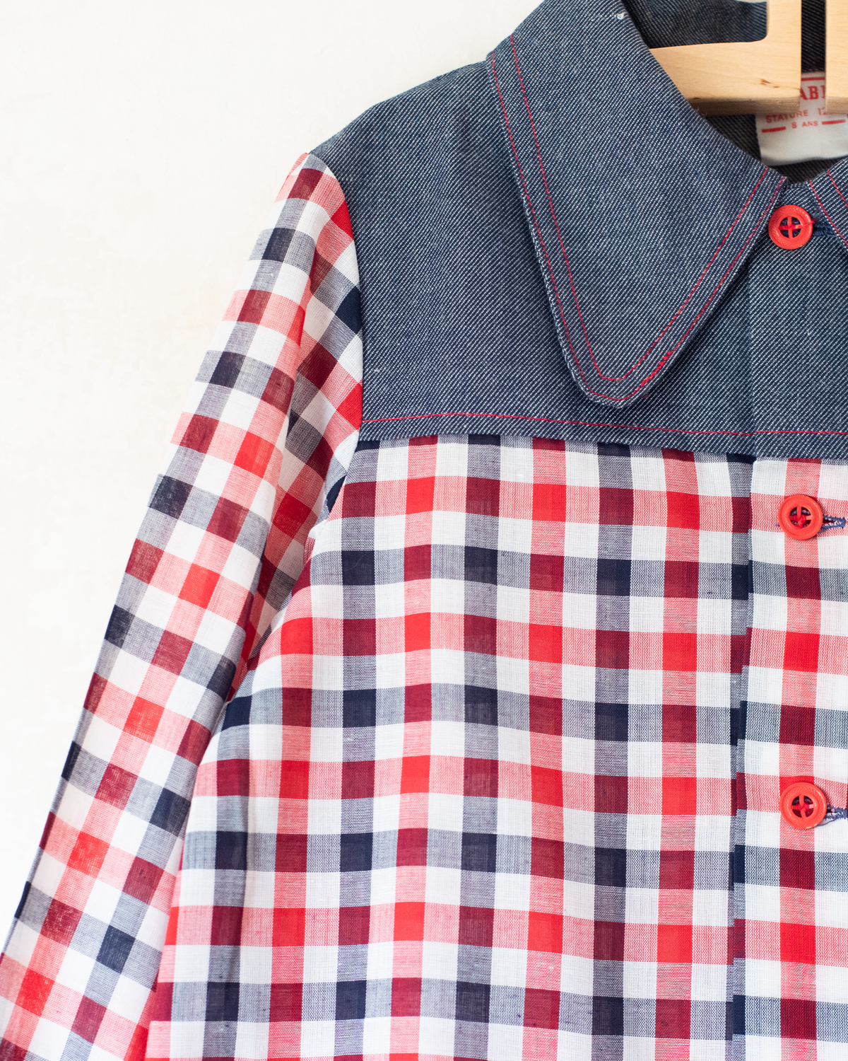 Plaid Button-Down Shirt | French Deadstock from the Seventies | 8-9 Years