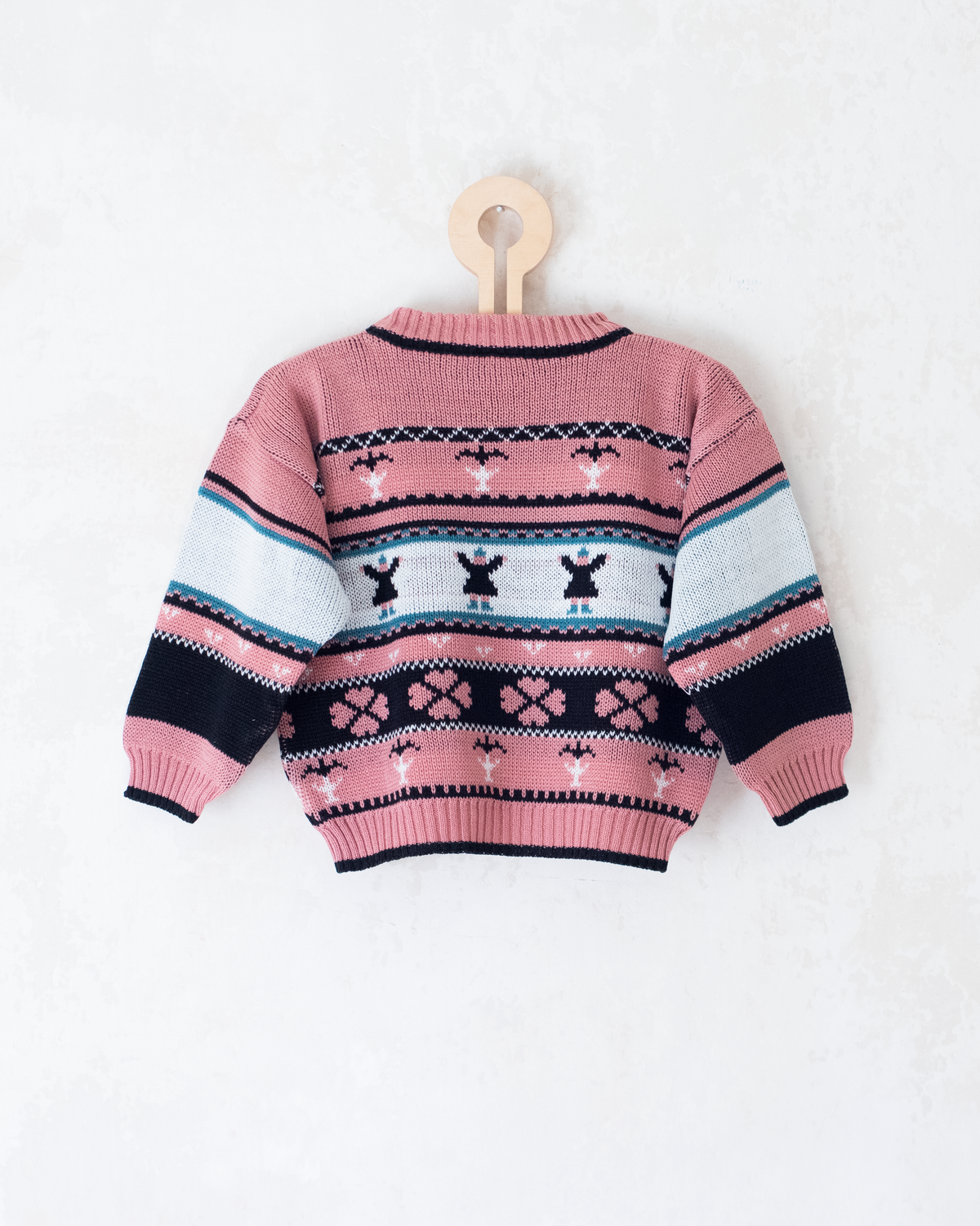 Striped knit with girls and flowers | 2-3 years