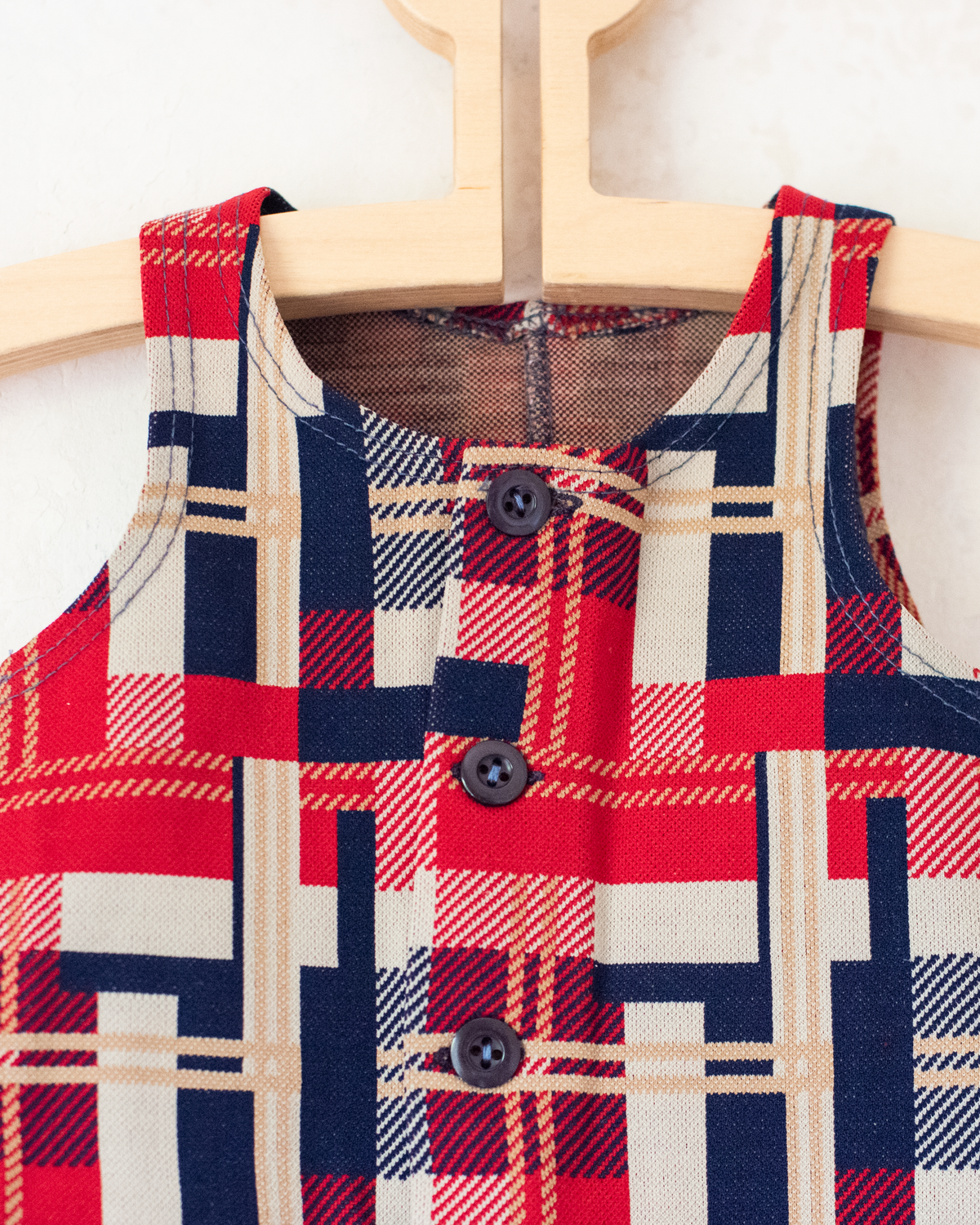 70s French overalls with plaid | Dead stock | 6-9 months