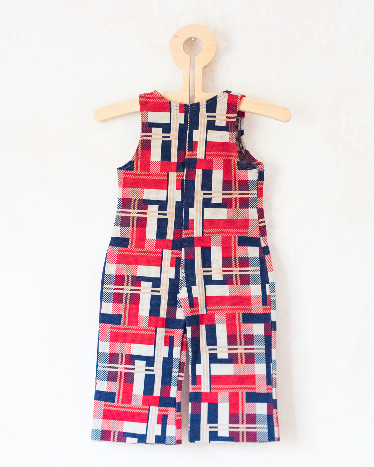 70s French overalls with plaid | Dead stock | 6-9 months