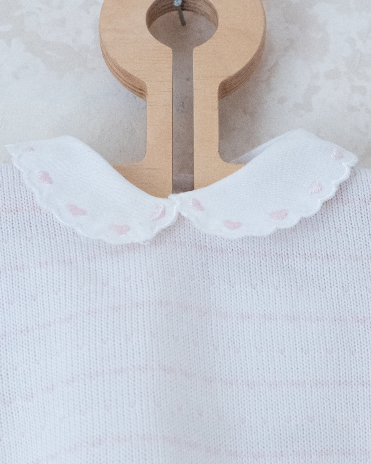 Cream knit with pink and embroidered collar | 3-6 months