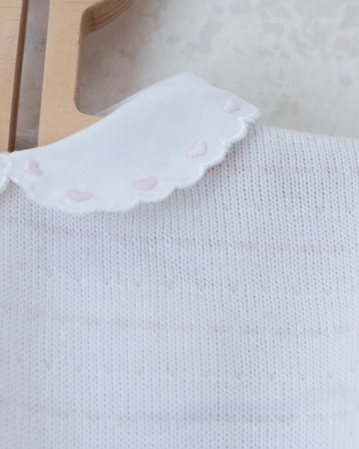 Cream knit with pink and embroidered collar | 3-6 months