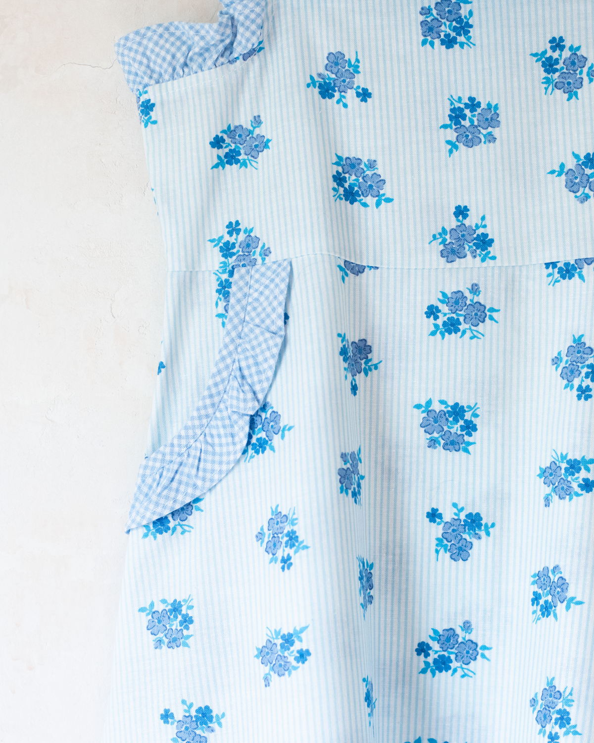 Blue Striped and Floral Dress | French Deadstock | 4-5 years