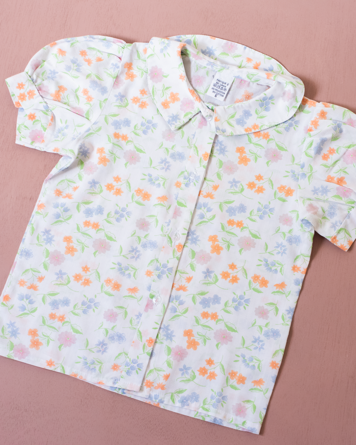 Floral button-down shirt with wide collar | 5-6 years