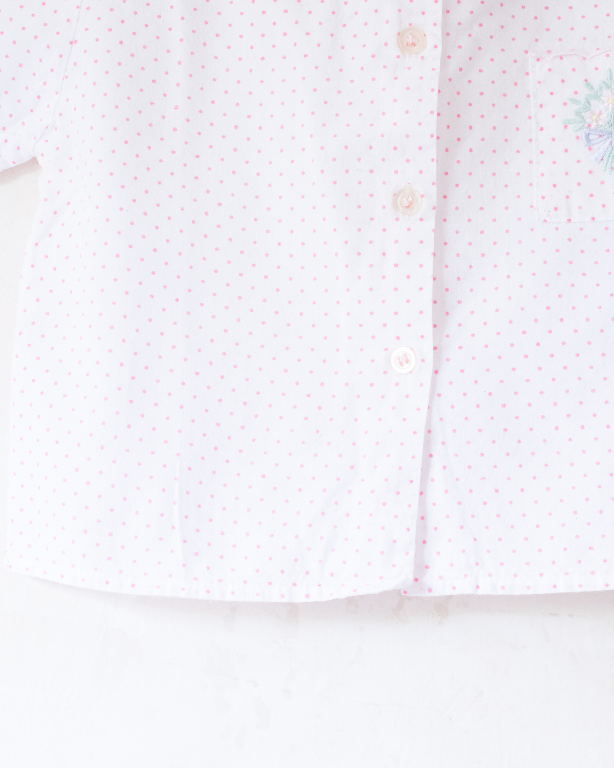 White polka dot shirt with floral embroidery | 3-4 years