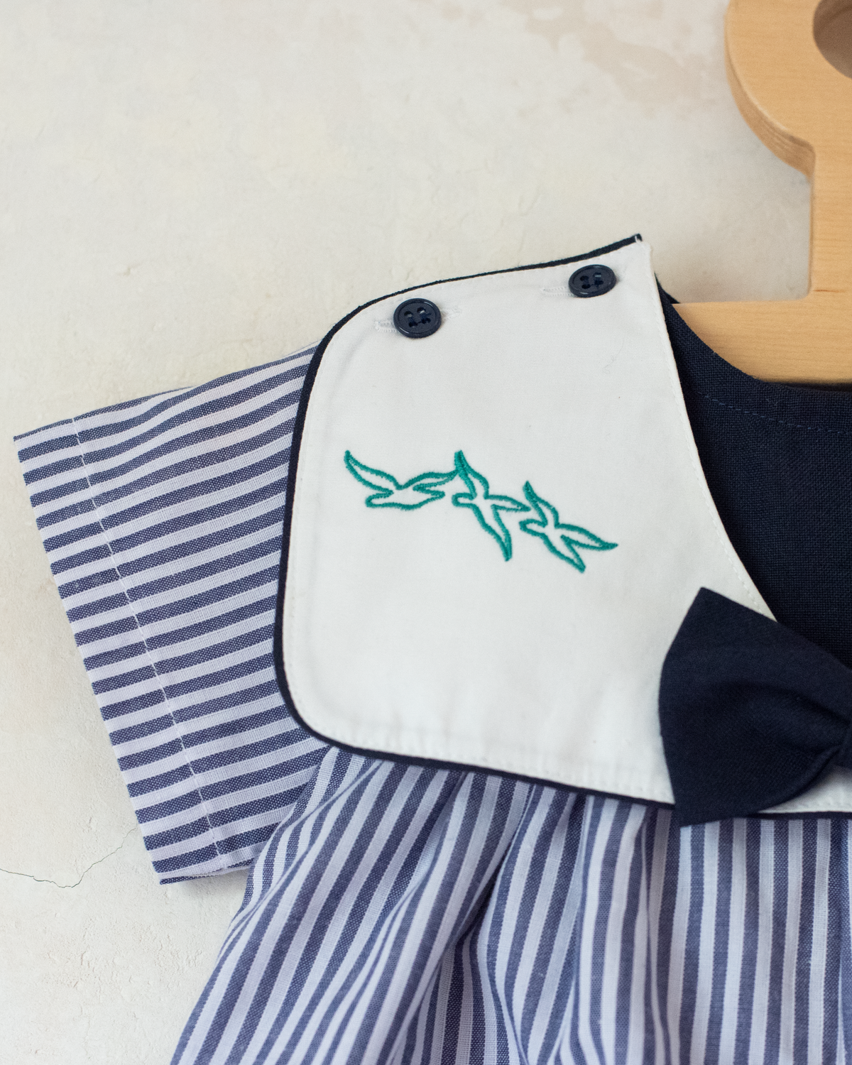 Sailor overalls with embroidered seagulls | French deadstock | 9-12 months