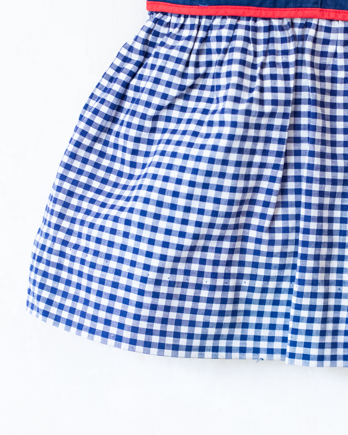 Blue dress with woman embroidery and red hat and plaid | 18-24 months