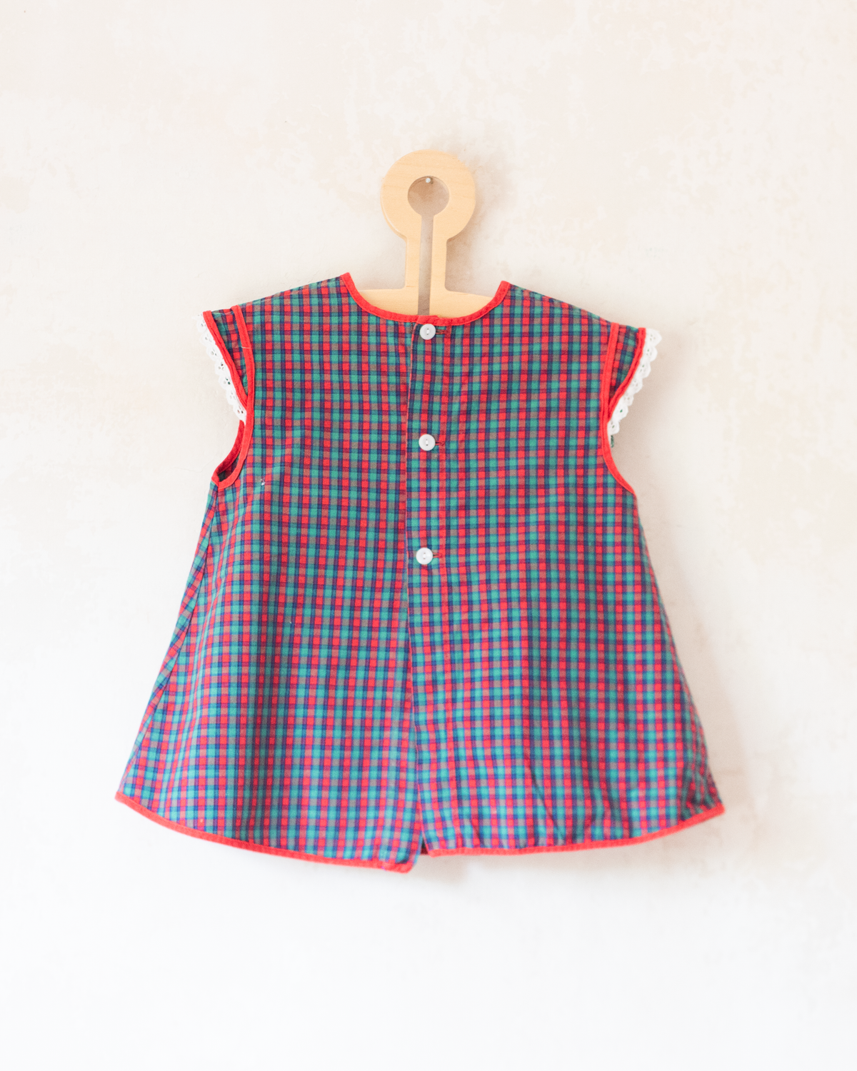 Plaid top with white lace | 2-3 years