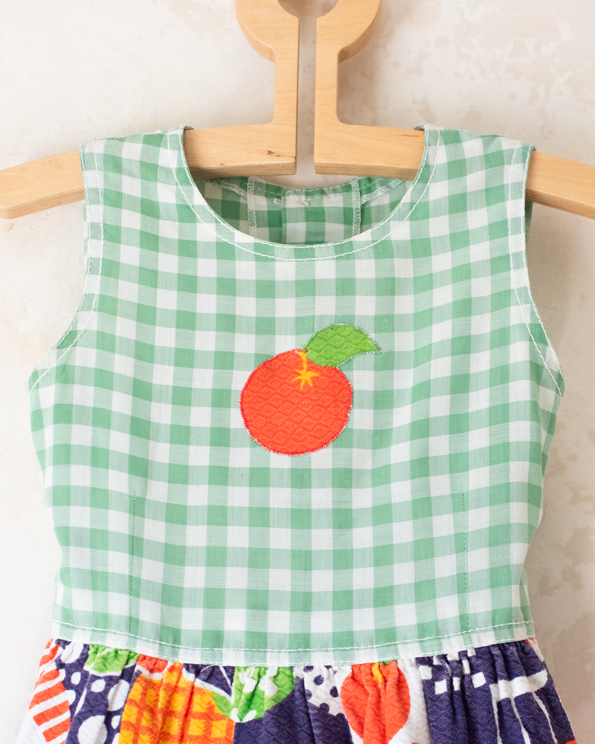 Plaid dress with fruit and embroidered orange | 2-3 years