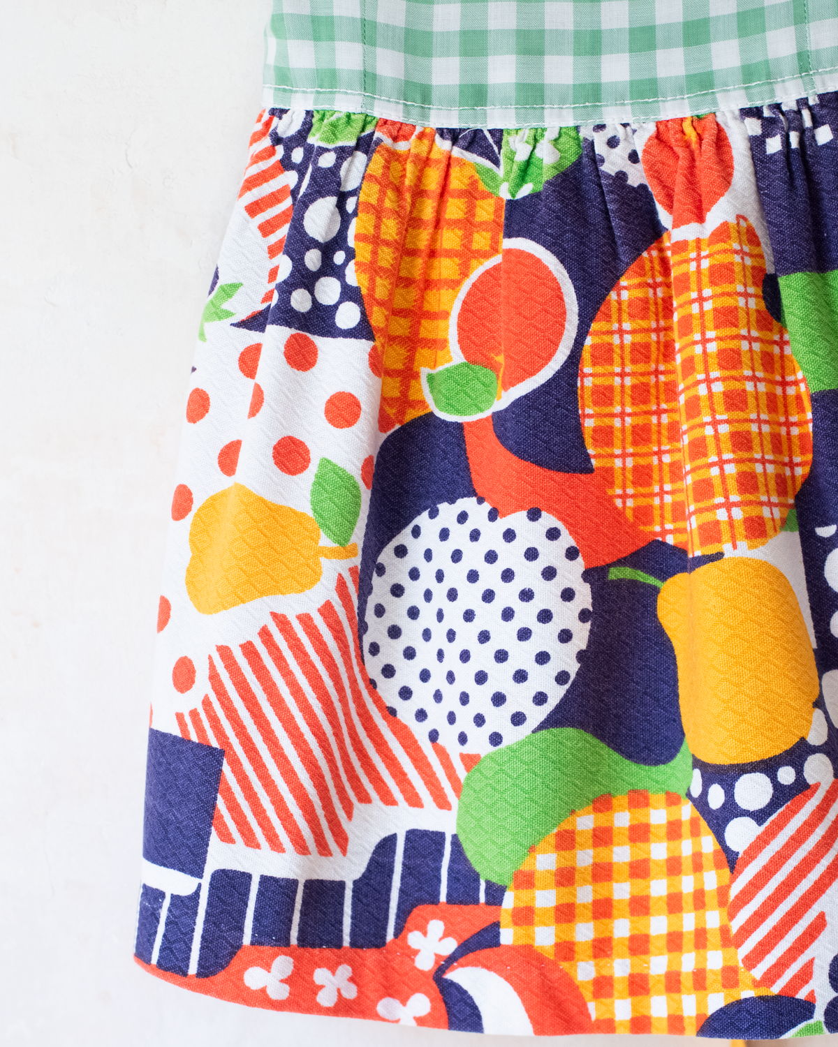 Plaid dress with fruit and embroidered orange | 2-3 years