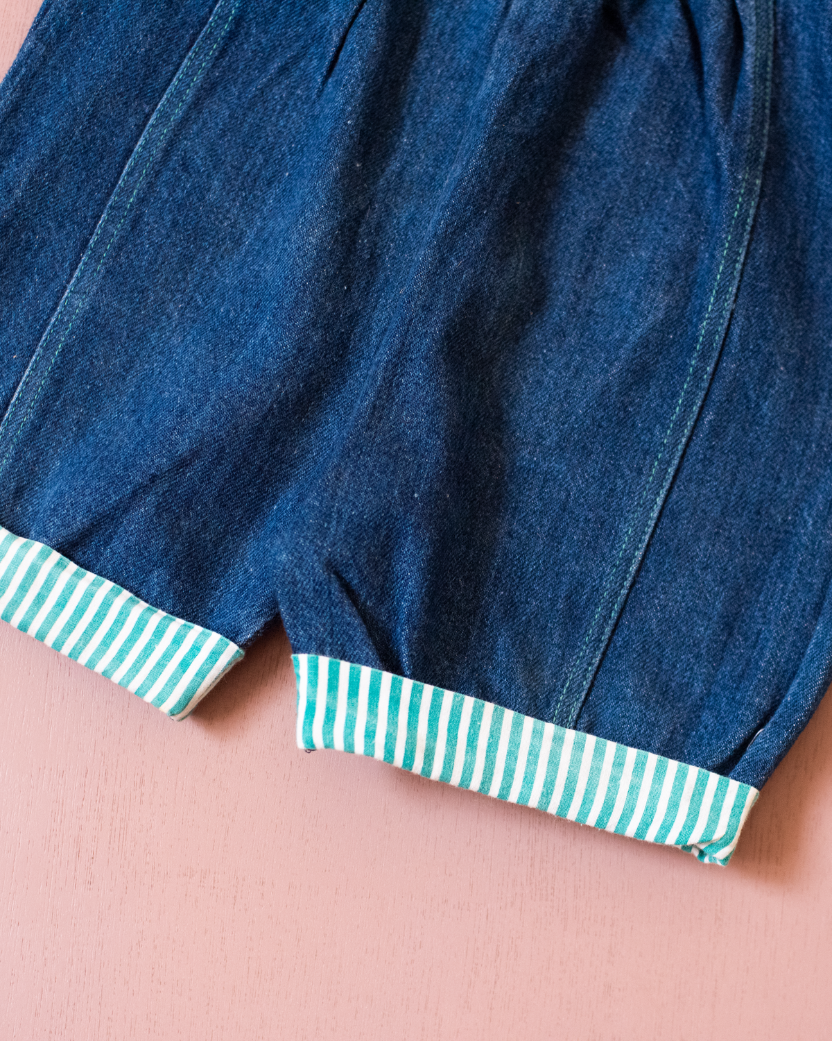Denim overall with a colorful sailboat | 18-24 months