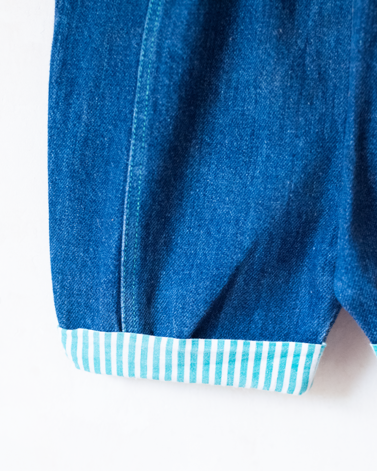 Denim overall with a colorful sailboat | 18-24 months